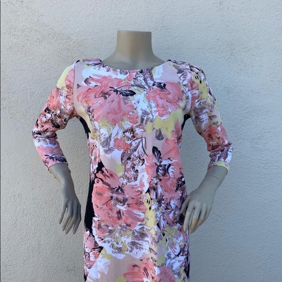 Bar III Casual Dress - Bodycon: Pink Floral Dress - Picture 3 of 8